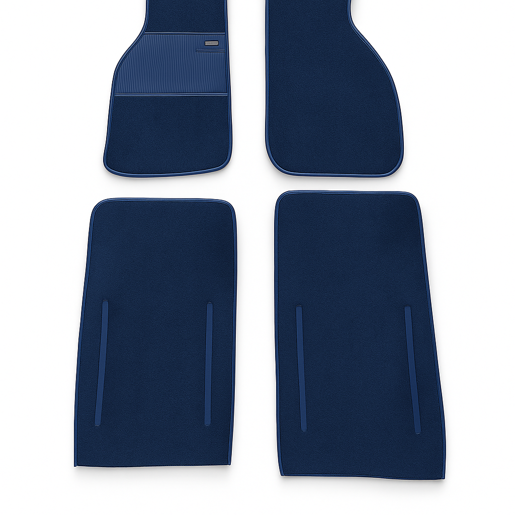 Teppichsatz passend für Fiat X 1/9 Baujahr 1972-1989 Gummi Absatzschoner Blau