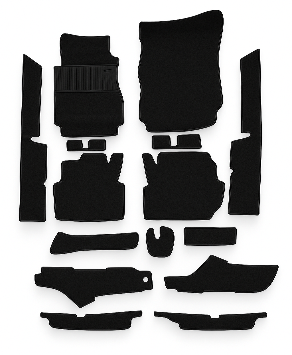 Teppichsatz Teppich für Mercedes W123 Coupe Gummi Absatzschoner Schwarz.