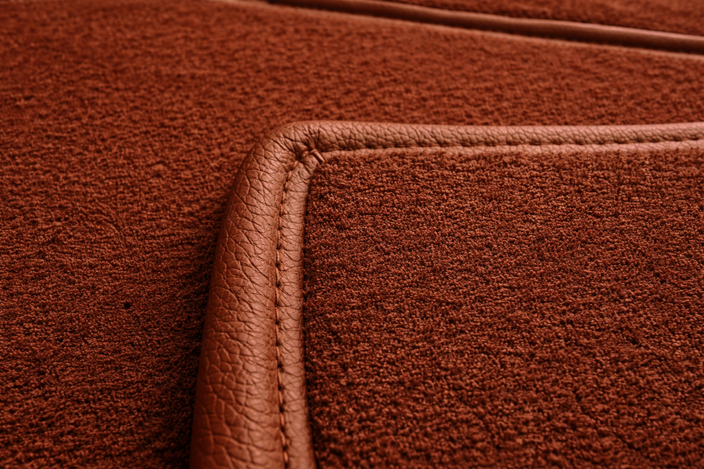 Teppichsatz Teppich für Mercedes W114 W115 Coupe Gummi Absatzschoner Braun RHD