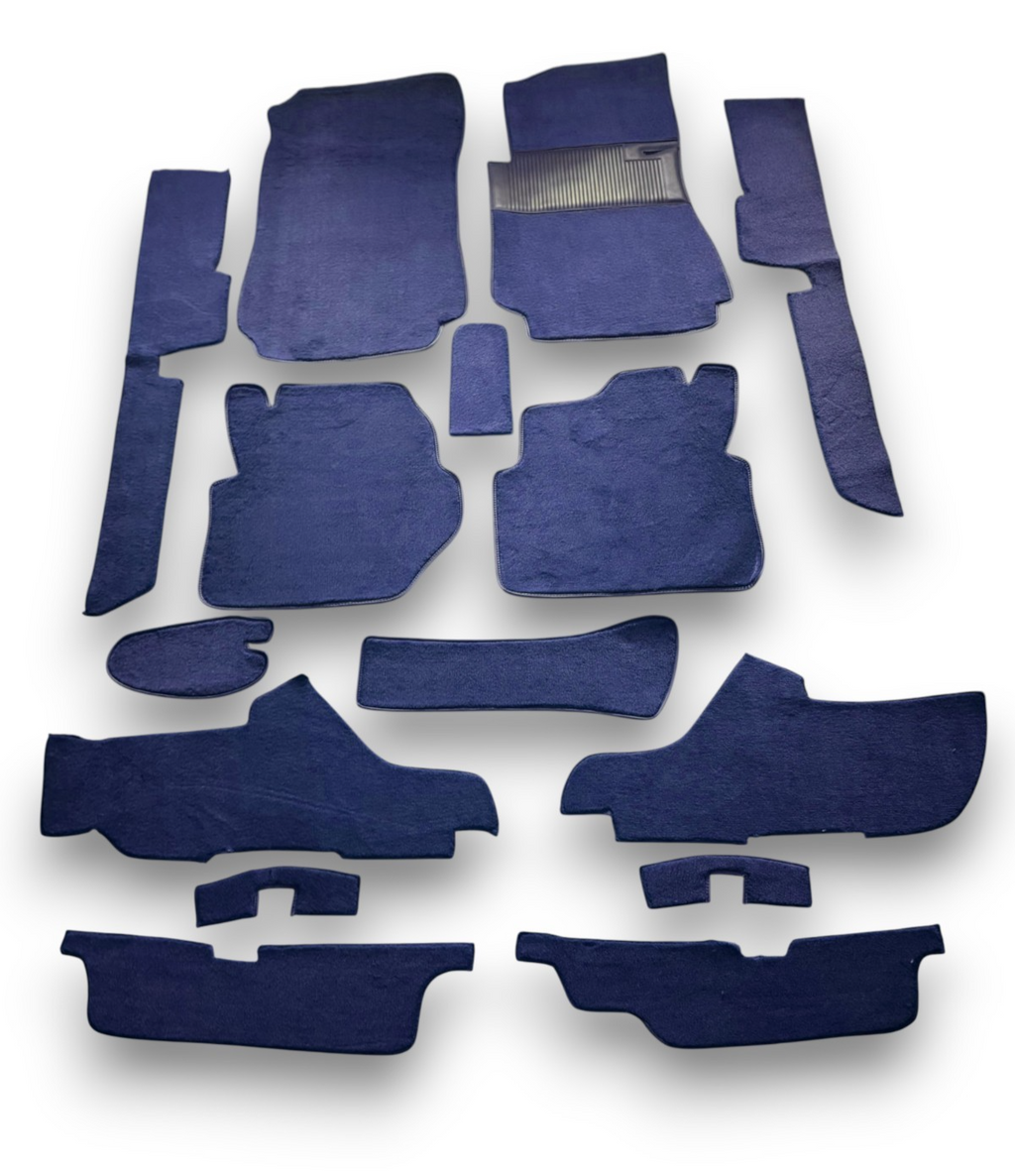 Teppichsatz Teppich für Mercedes W123 Coupe Gummi Absatzschoner Blau RHD