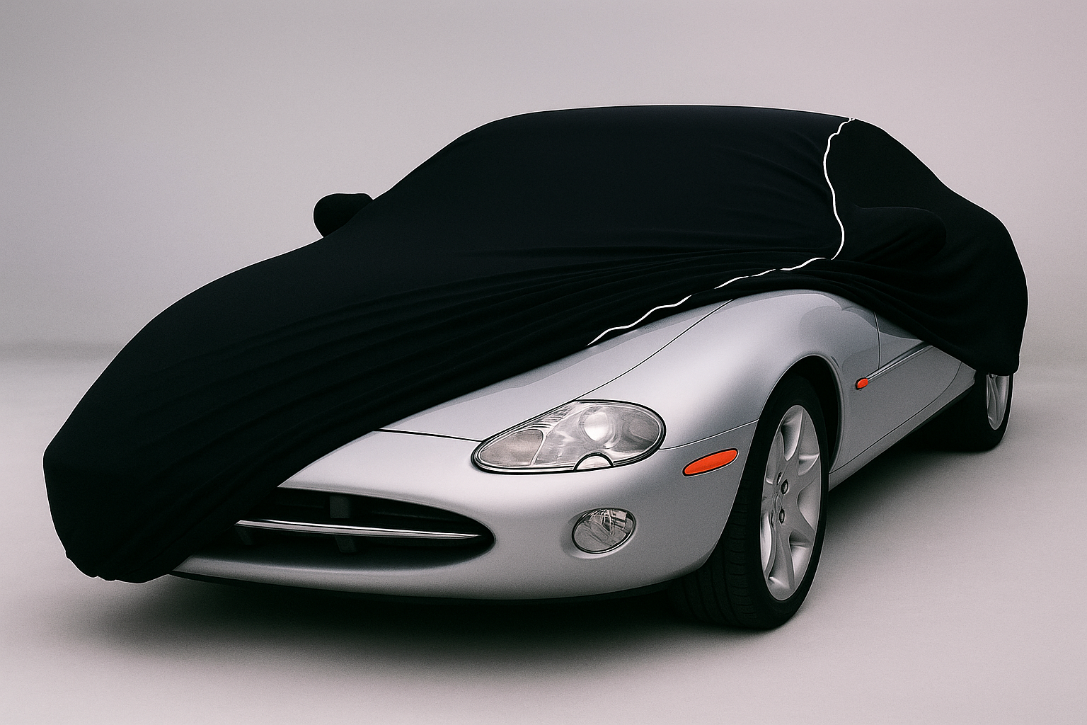 Ganzgarage Indoor Stretch Car Cover Schwarz für Jaguar XK8 XKR 2006 Schwarz