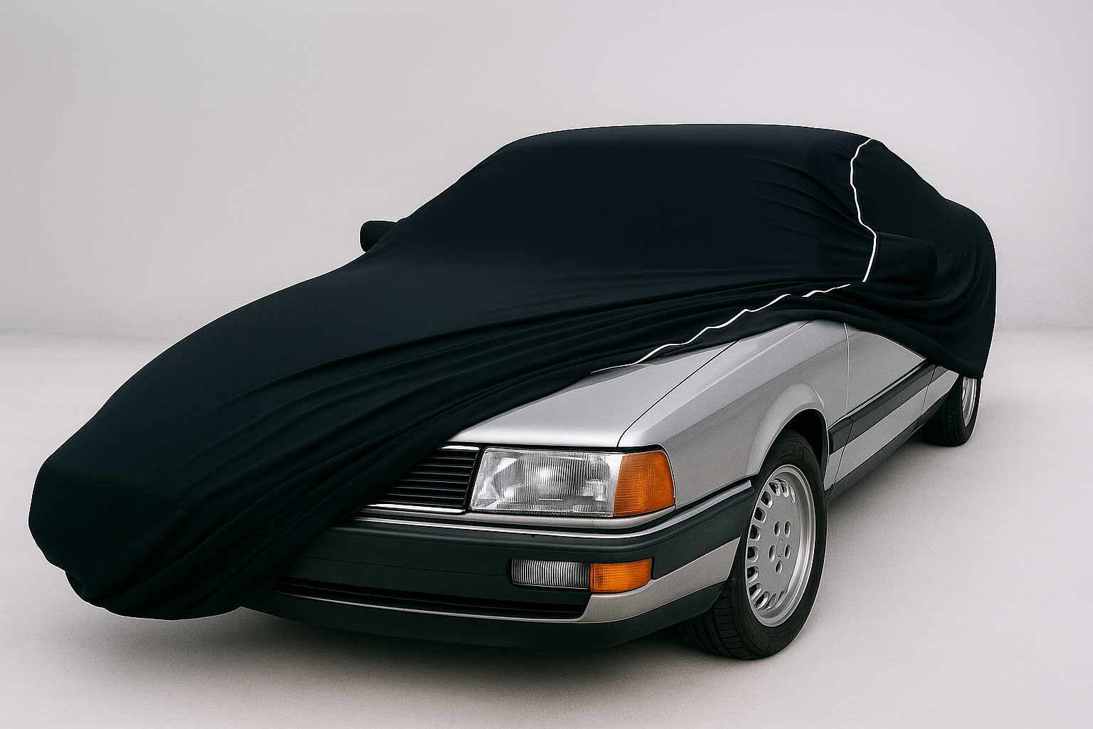 Ganzgarage Indoor Stretch Cover Carcover für Audi 200 Schwarz