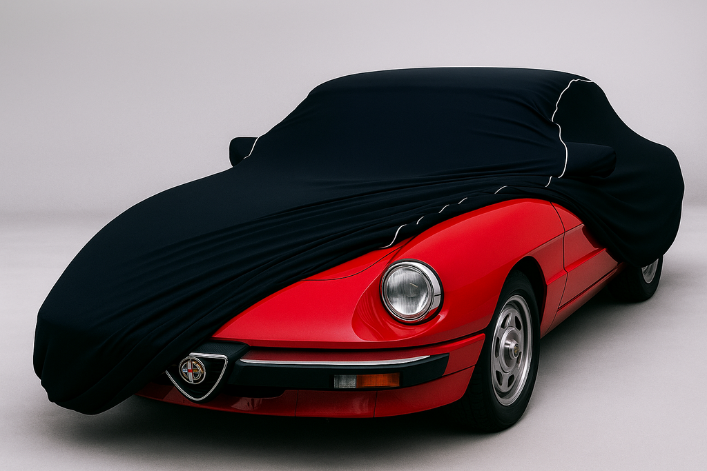 Ganzgarage Indoor Stretch Cover Carcover für Alfa Romeo 2000 Spider Schwarz