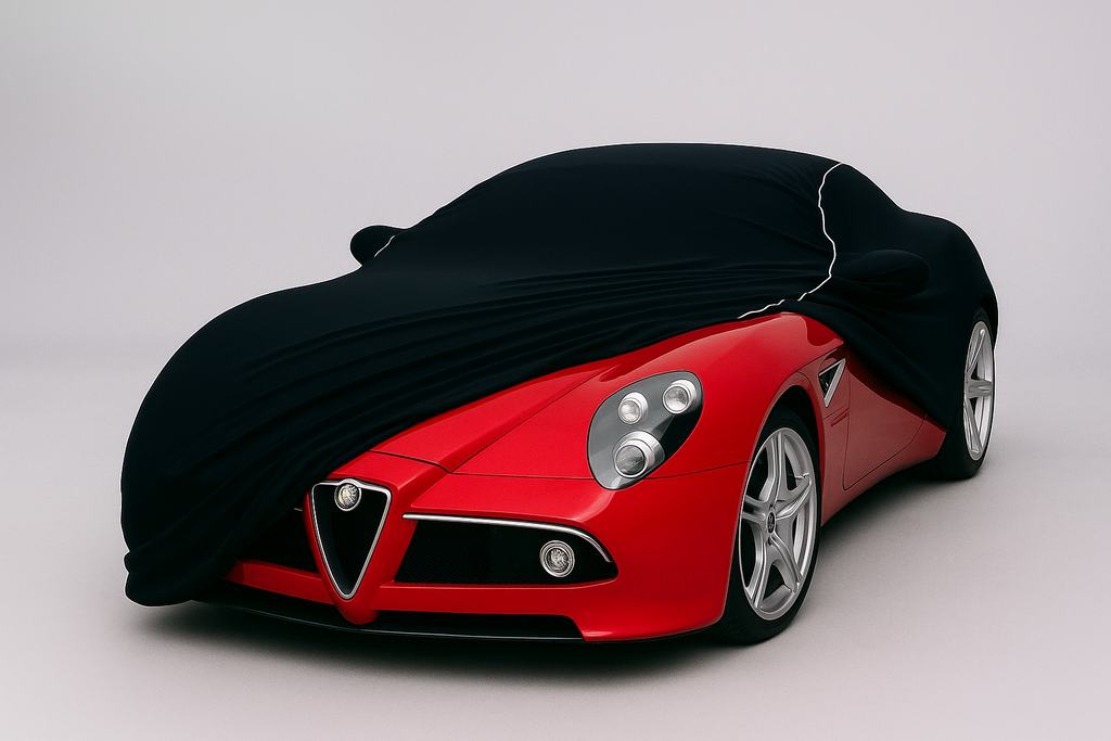 Ganzgarage Indoor Stretch Cover Carcover für Alfa Romeo 8C Coupe Spider Schwarz