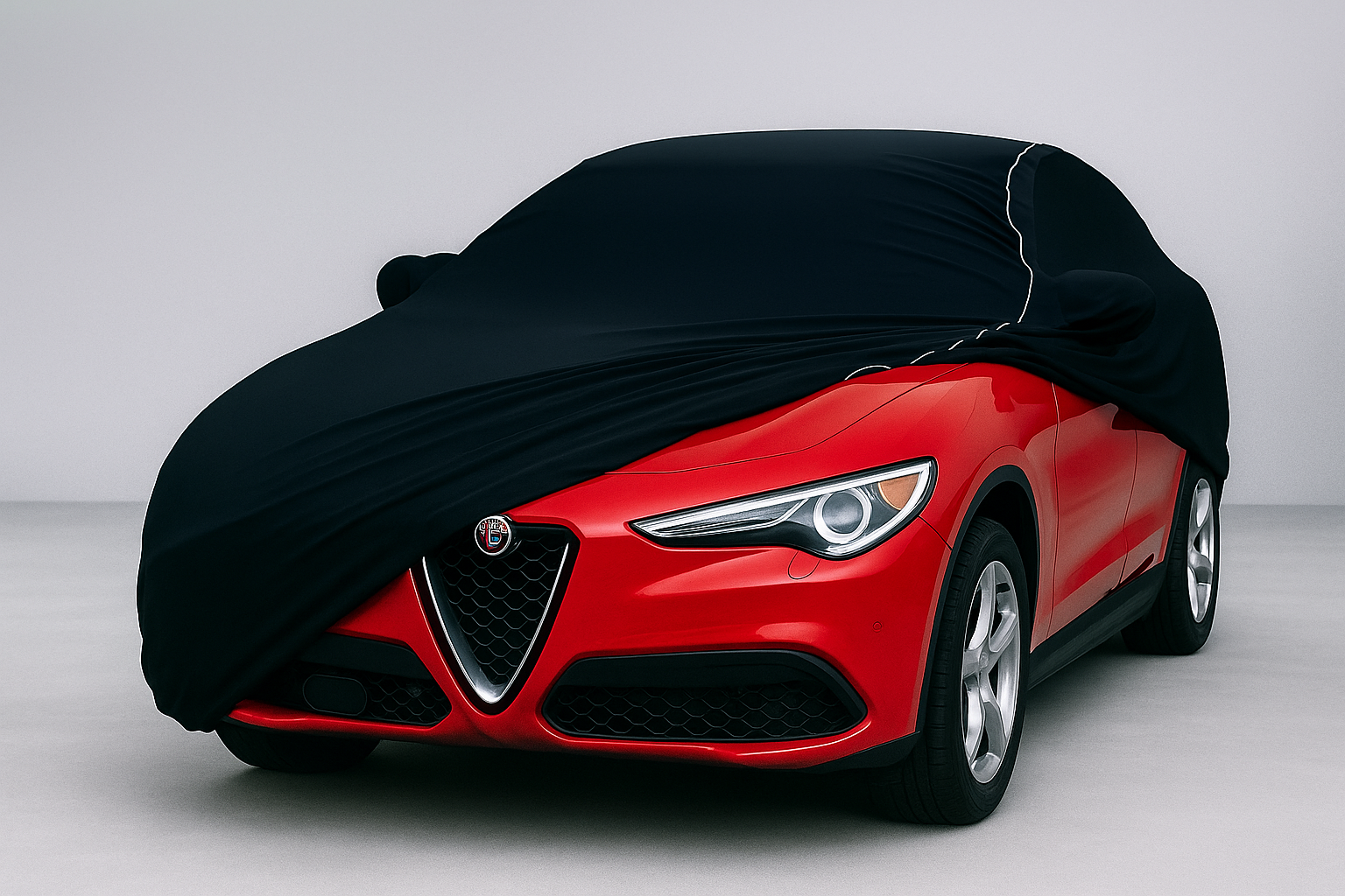 Ganzgarage Indoor Stretch Cover Carcover für Alfa Romeo Stelvio Schwarz