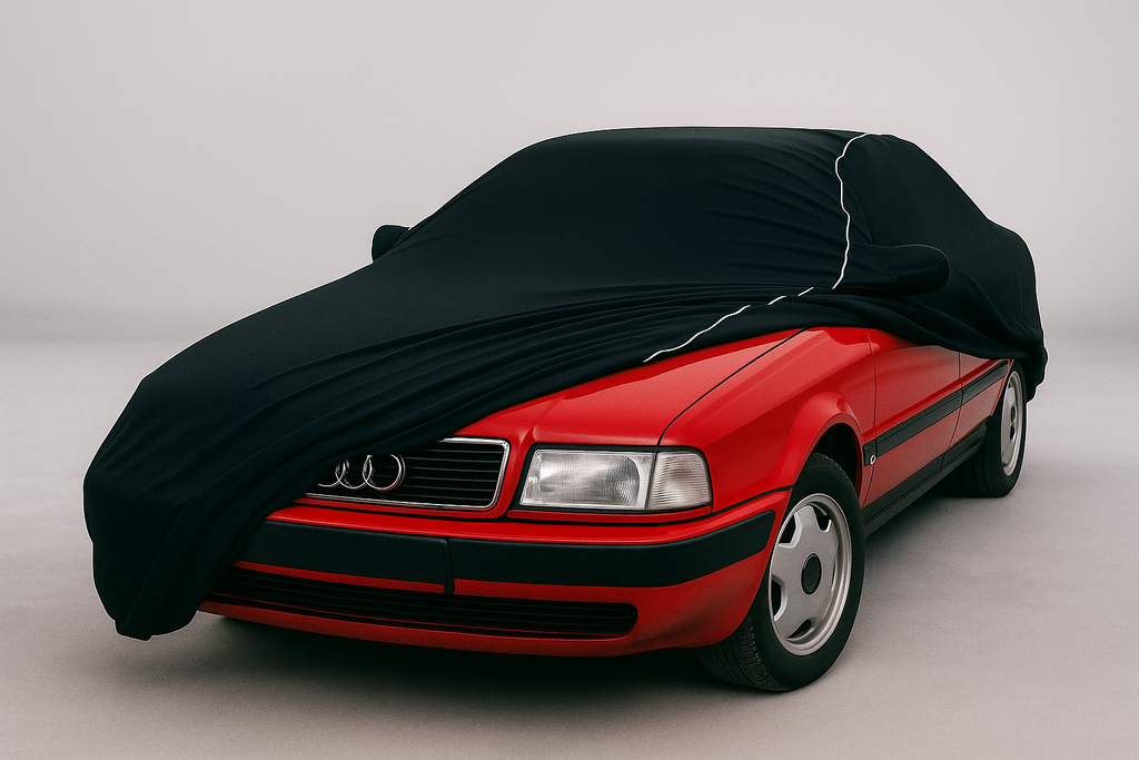 Ganzgarage Indoor Stretch Cover Carcover für Audi 90 Schwarz.