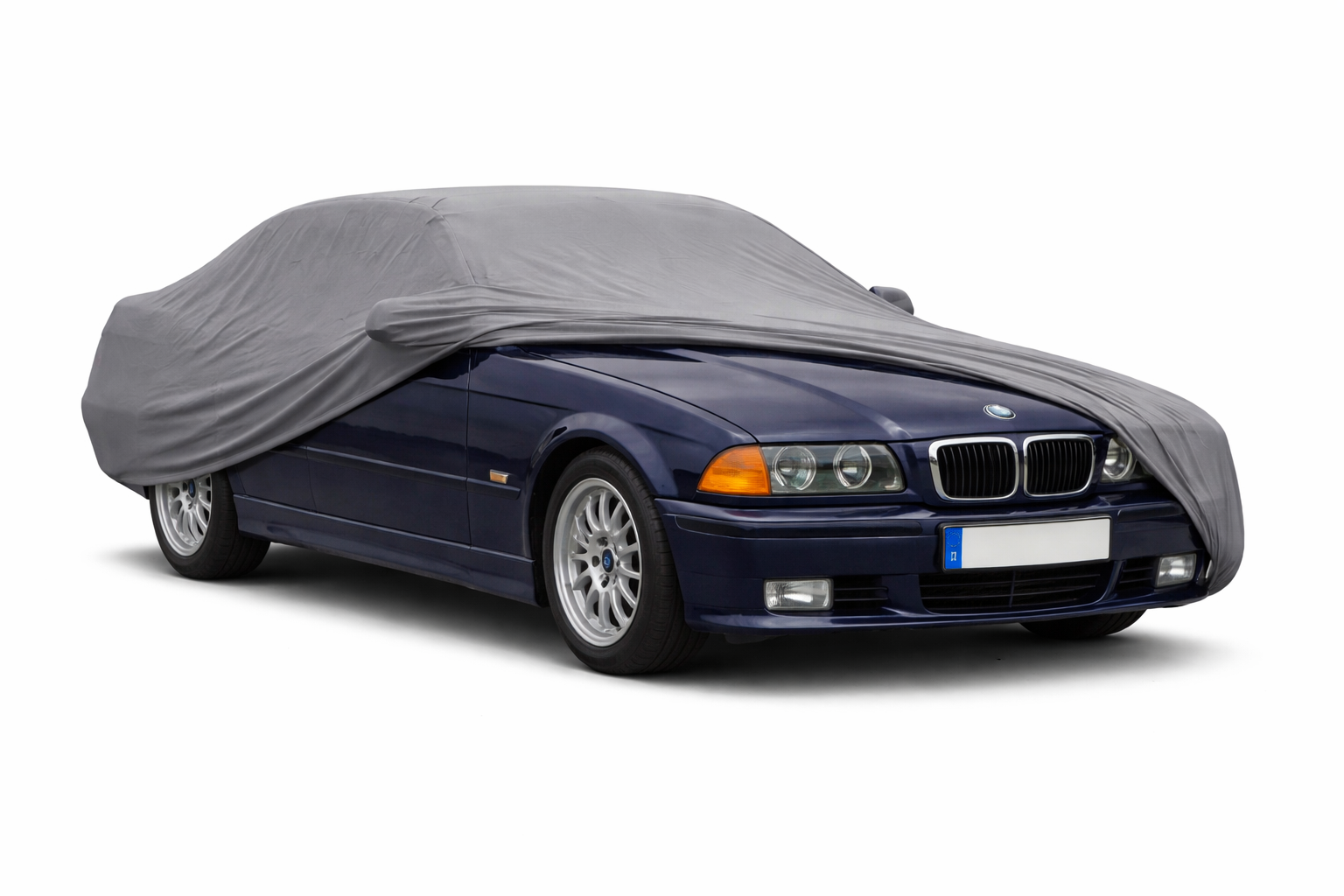 Ganzgarage Indoor Stretch Cover Carcover für BMW 3er E36 Limousine Grau