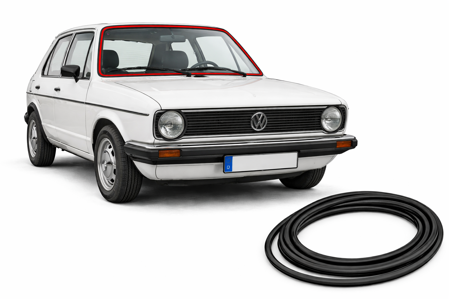 Frontscheiben Gummi für VW GOLF 1 JETTA  Gummi Dichtung Rahmen Windschutzscheibe