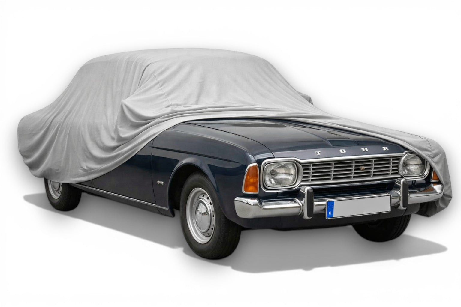 Ganzgarage Indoor Stretch Cover Carcover für Ford Taunus P5 Grau