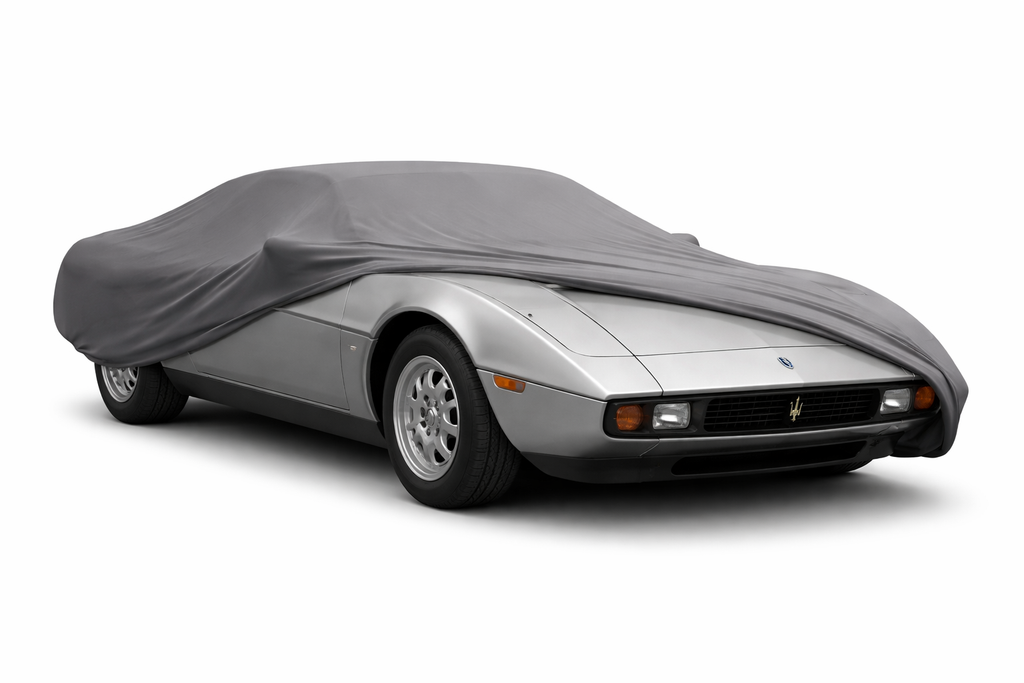 Ganzgarage Indoor Stretch Cover Carcover für Maserati Merak Grau