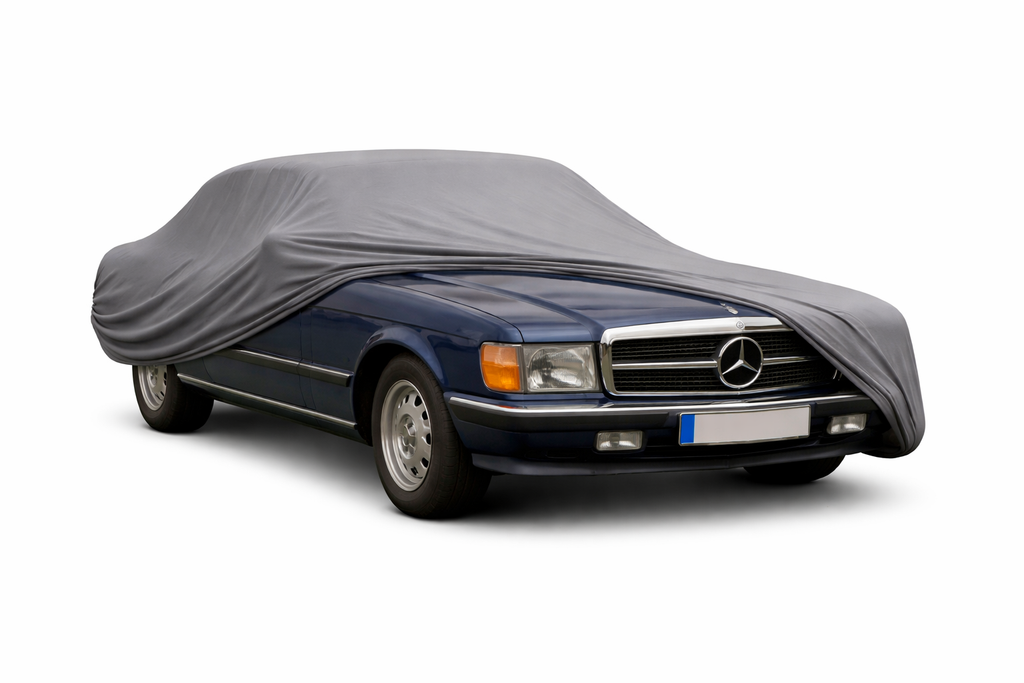Ganzgarage Indoor Stretch Cover Carcover für Mercedes-Benz S-Klasse W116 Grau