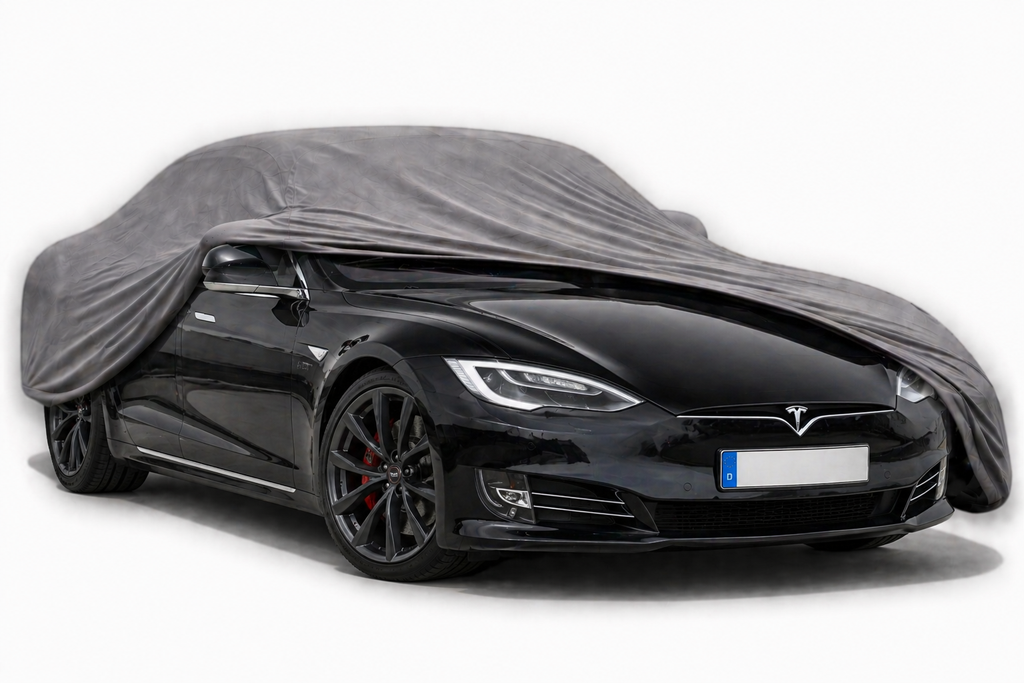 Ganzgarage Indoor Stretch Cover Carcover für Tesla Model S Grau